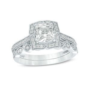 Elegant Silver Women's Engagement Ring Set